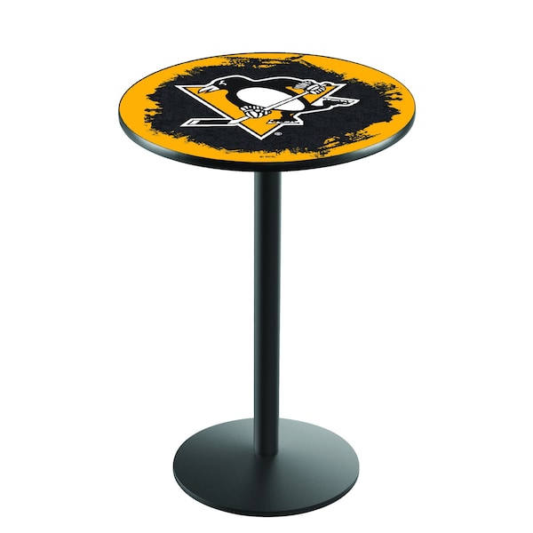 42" Blk Wrinkle Pittsburgh Penguins Pub Table